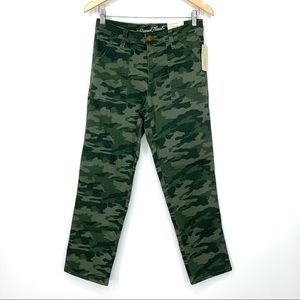 Universal Thread High Rise Straight Crop Ankle Green Camo Jeans Vintage Stretch